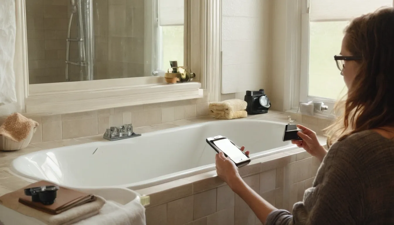 A homeowner photographing a bathroom for an estimate in the Norristown area